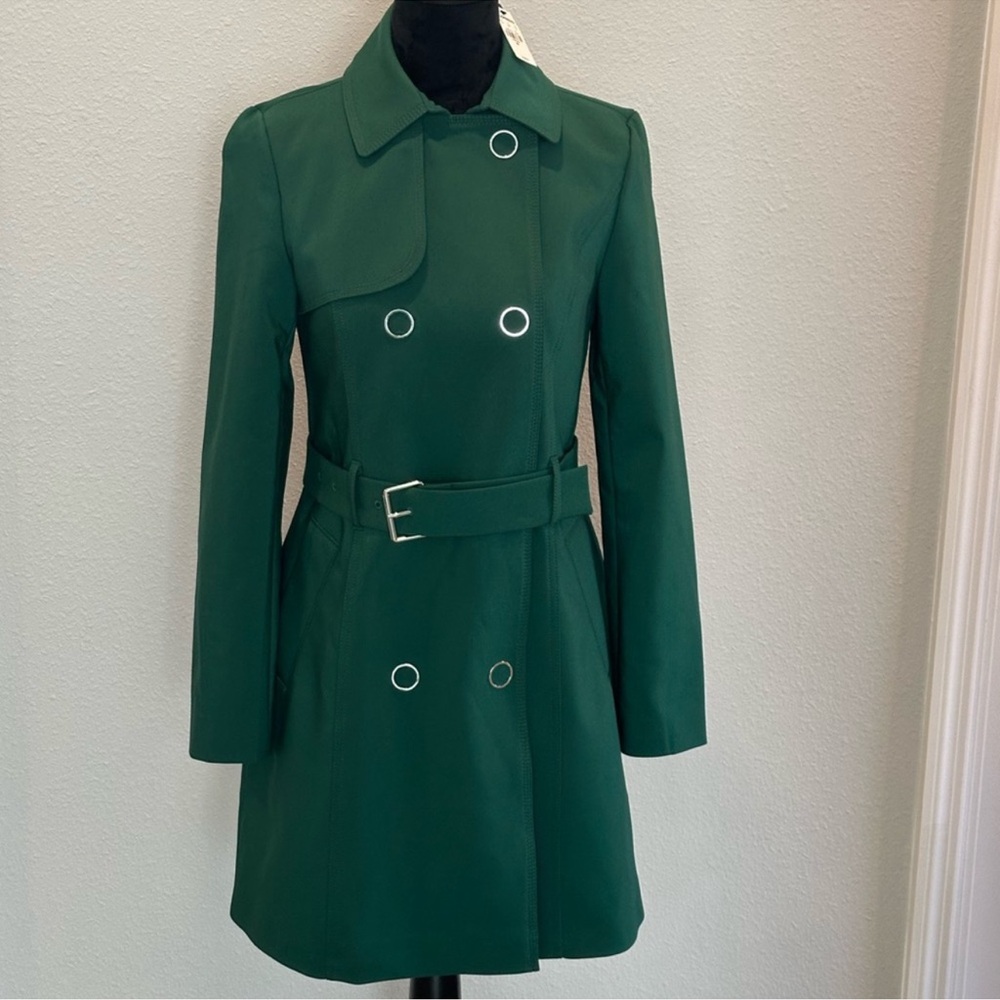 NWT - Express Vibrant Green Trench Coat - Picture 3 of 11